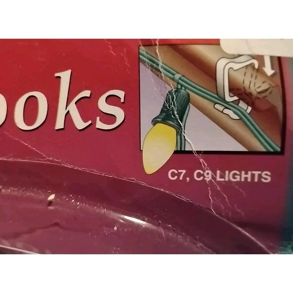 Vntg Christmas Light Gutter Hook Clips for String mini or C7 C9 100 Santa's Best